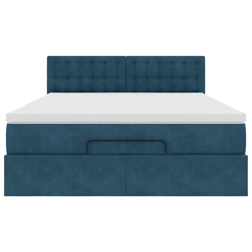 Struttura Letto Pouf con Materasso 140x190 cm in Velluto 3312768