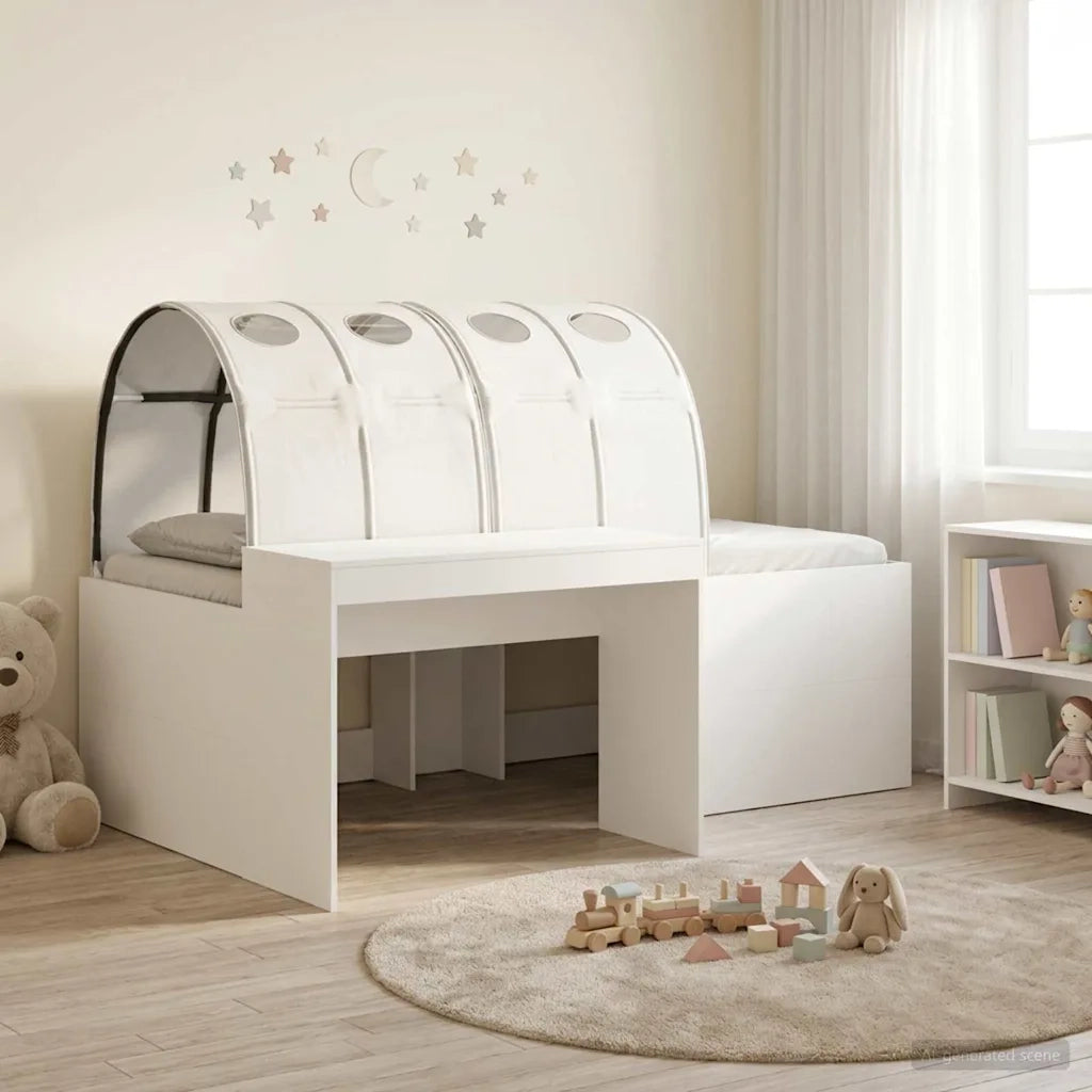 Letto con Tunnel 4 pcs Rovere Artigianale e Bianco