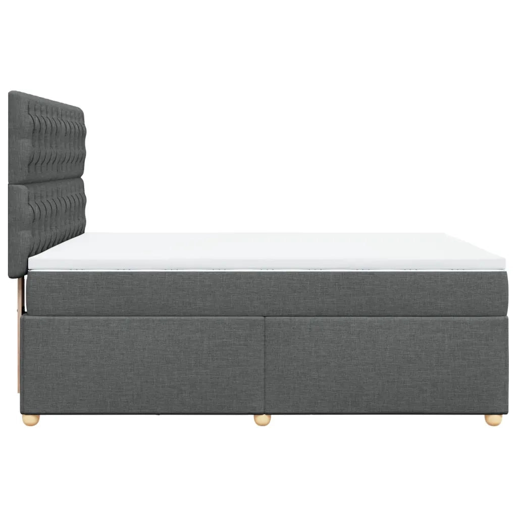 Giroletto a Molle con Materasso Grigio Scuro 160x200 cm Tessuto