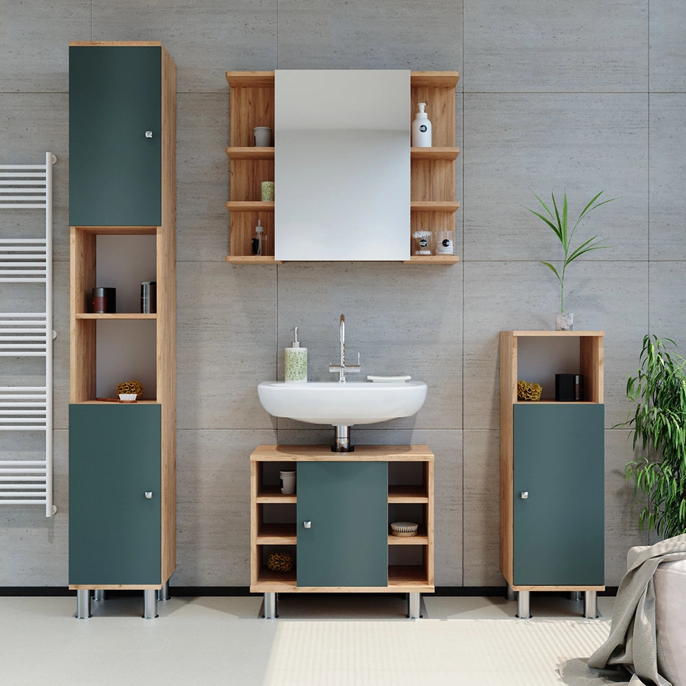 Vicco Specchio contenitore bagno Rovere 79.6 x 64 cm