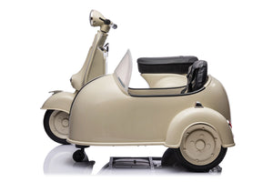 Moto Elettrica per Bambini Licenza Piaggio Vespa Sidecar 12V Crema