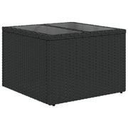 Tavolo da Giardino-Tavolo da esterno con piano in vetro nero 55x55x37 cm in polyrattan