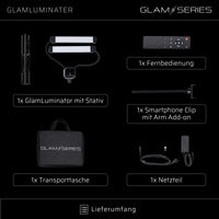 GlamSeries GlamLuminater Luce LED, lampada con 2 bracci flessibili, temperatura di colore regolabile in continuo, lampada con telecomando, illuminazione per make-up artist