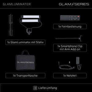 GlamSeries GlamLuminater Luce LED, lampada con 2 bracci flessibili, temperatura di colore regolabile in continuo, lampada con telecomando, illuminazione per make-up artist