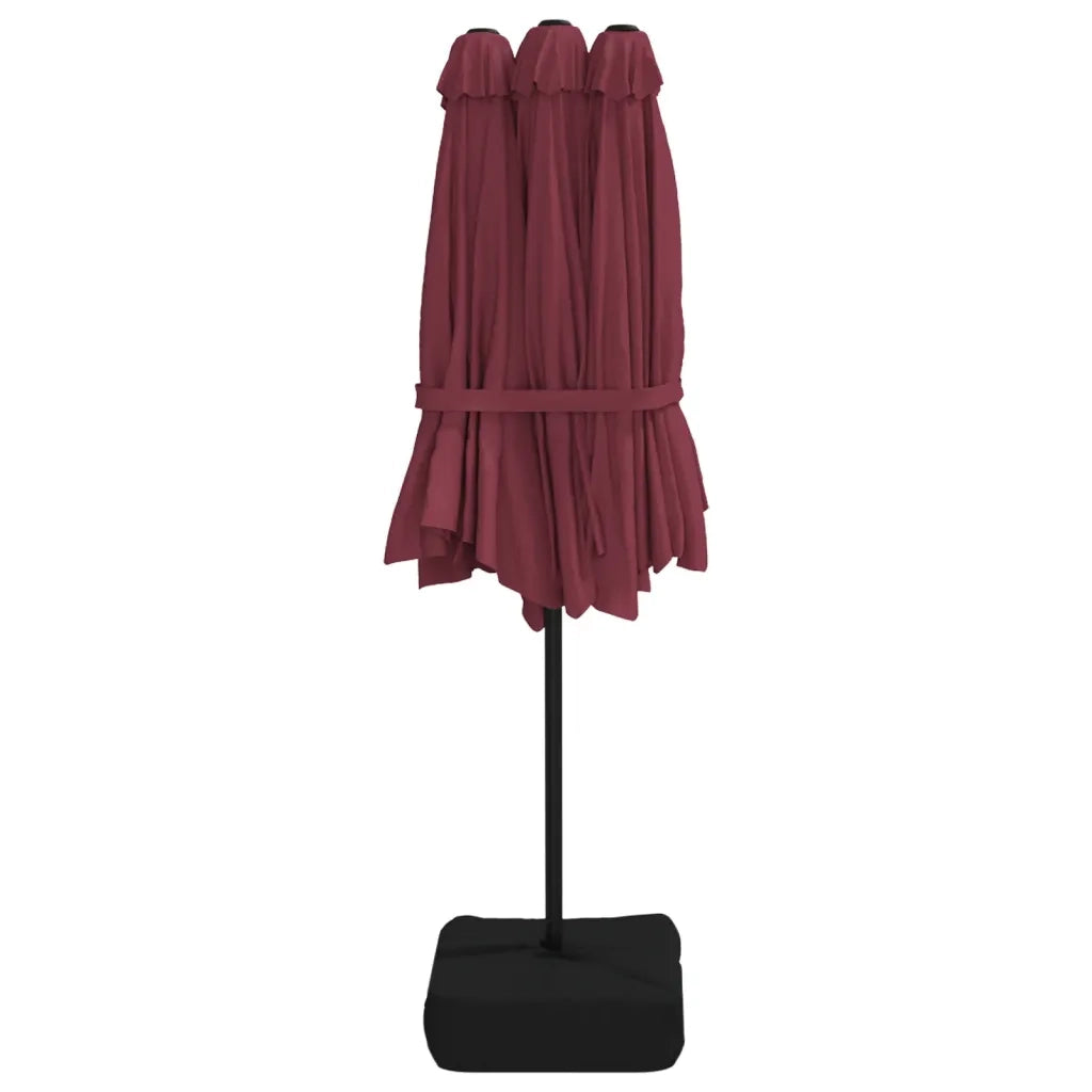 Ombrellone da Giardino a Doppia Testa Rosso Bordeaux 449x265 cm 362949