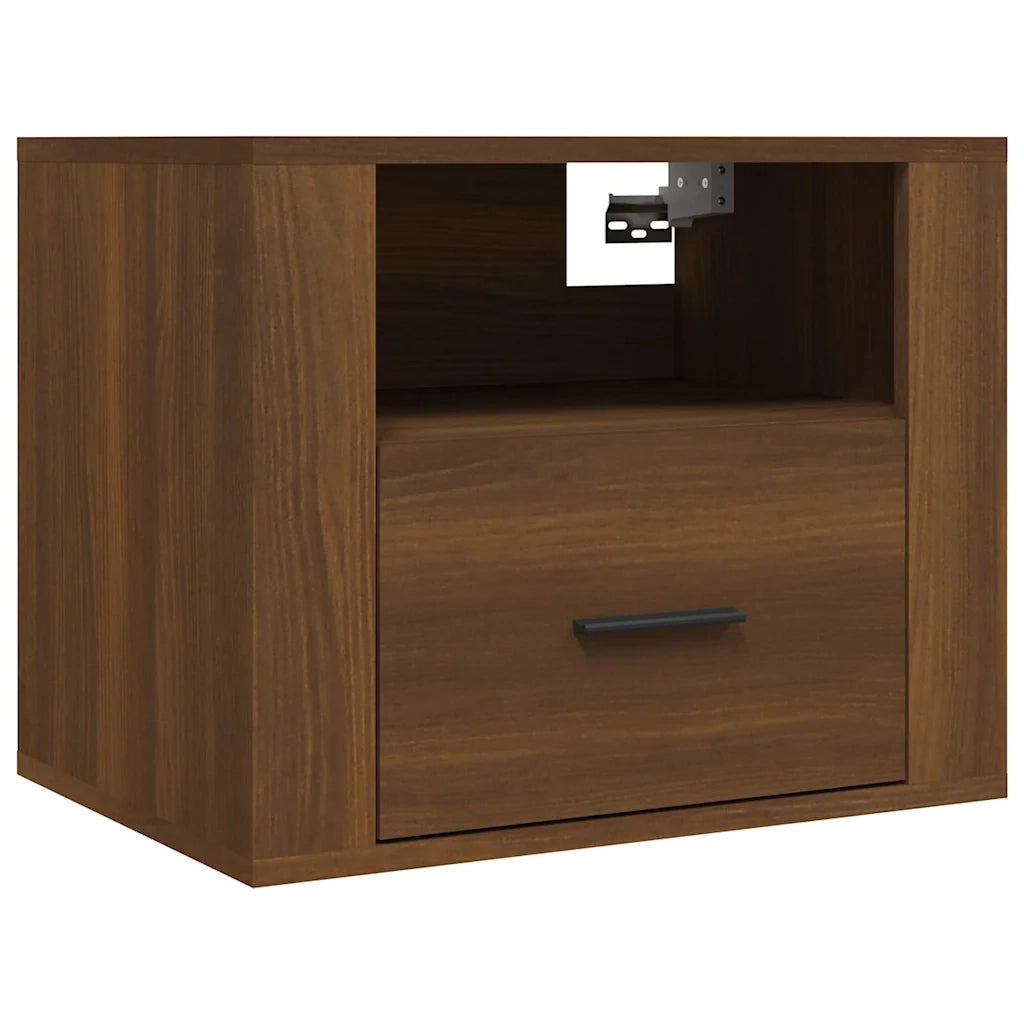 Comodino a Muro-Tavolino da notte sospeso Rovere Marrone 50x36x40 cm