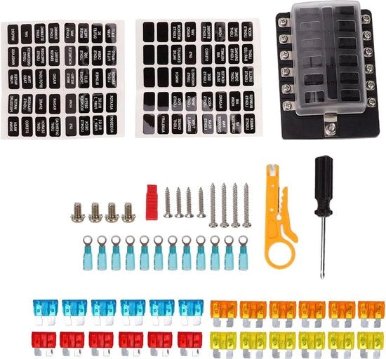 Blocco fusibili a 12 vie con indicatore LED impermeabile - Kit di zavorra per auto, RV, imbarcazioni e camion.