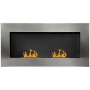 Camino a Bioetanolo da Parete Realizzato in Acciaio Inox con 2 Bruciatori 0.9LT 110 x 54 x 14cm