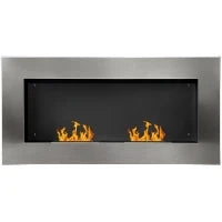 Camino a Bioetanolo da Parete Realizzato in Acciaio Inox con 2 Bruciatori 0.9LT 110 x 54 x 14cm