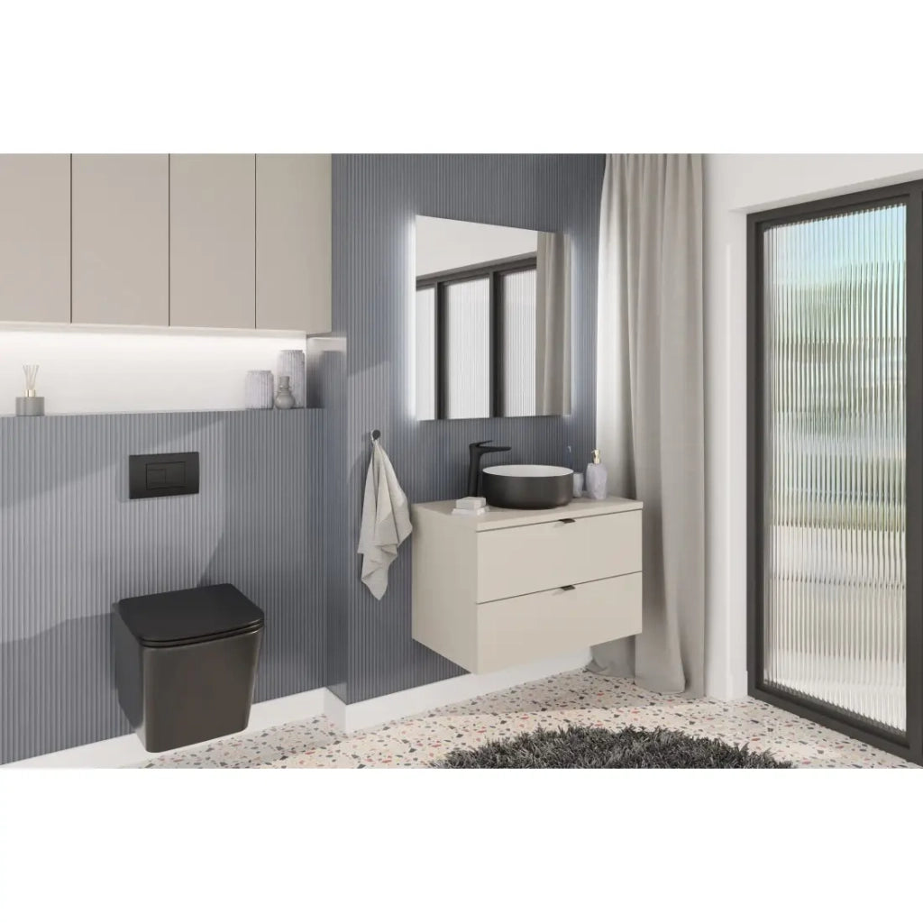 Piano lavabo BELLA 80 cm - Colore marrone congo - Finitura opaca per mobile sospeso