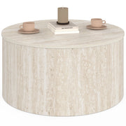 IDMarket - NOVA Tavolino rotondo da 70 cm in legno effetto travertino