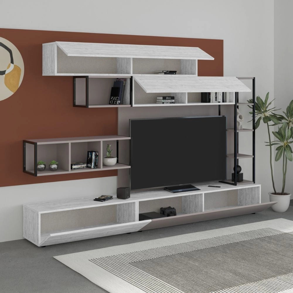Parete Attrezzata Soggiorno 260 cm in MDF Tronador Light Mocha