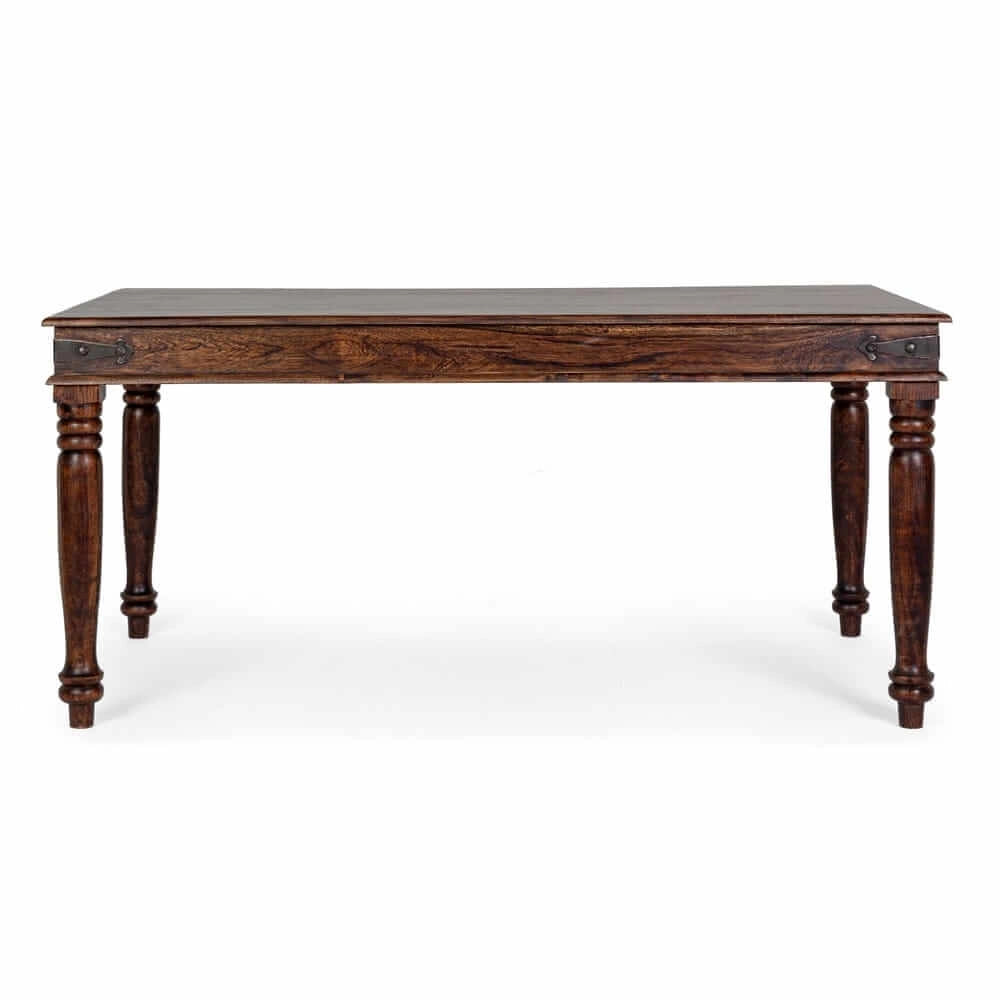 Tavolo da pranzo in legno di acacia massiccia gambe tornite stile etnico - MUMBAI
