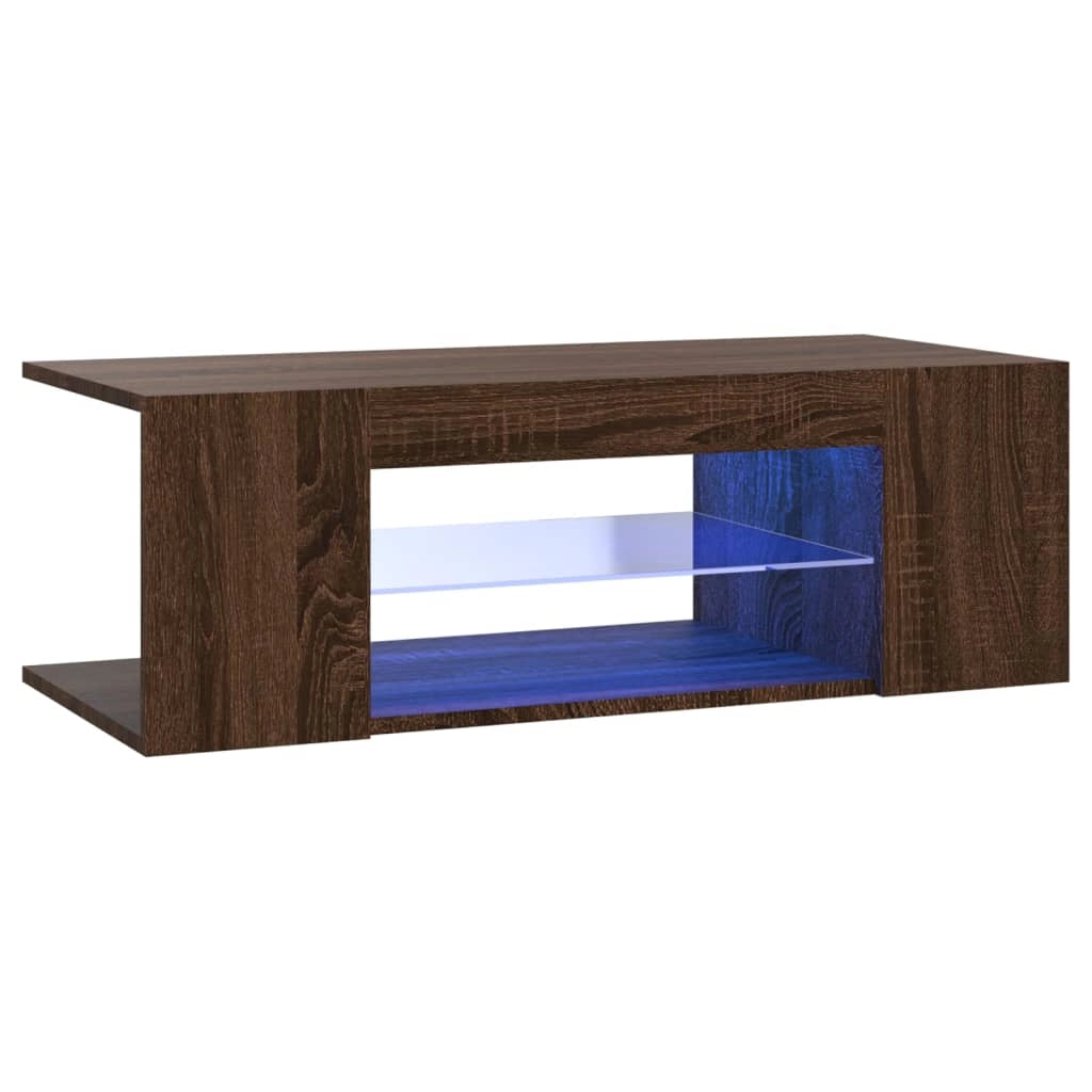 Mobile TV multimediale scaffale TV credenza mobile TV per sala da pranzo soggiorno camera da letto con luci LED rovere 90 x 39 x 30 cm marrone 02_0026703
