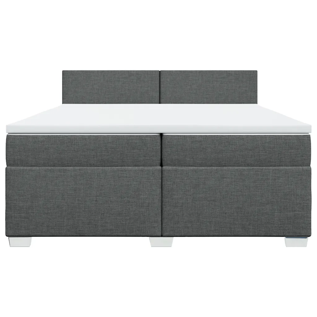 Giroletto a Molle con Materasso Grigio Scuro 200x200 cm Tessuto