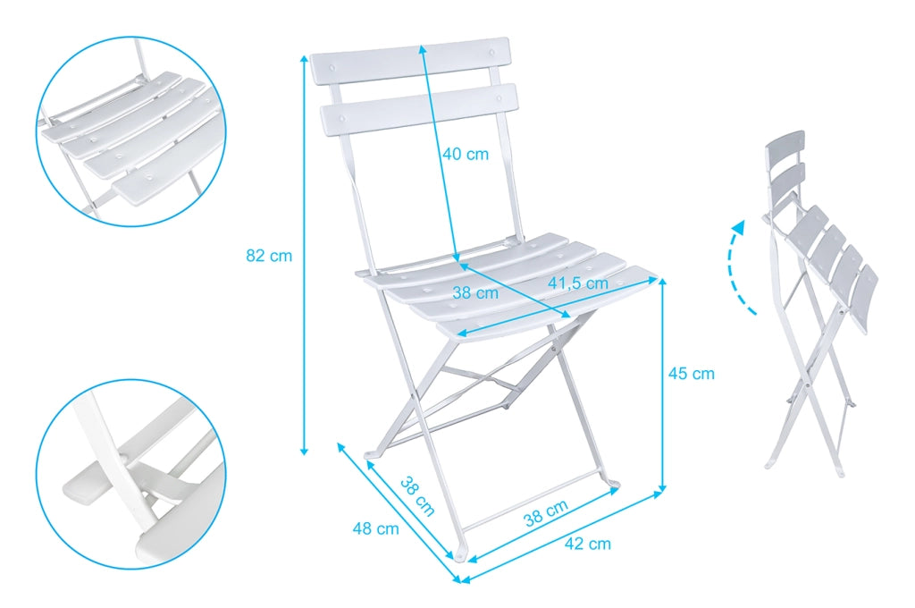 Set tavolo e sedie da giardino pieghevoli bianco – Positano - TRSP08PO