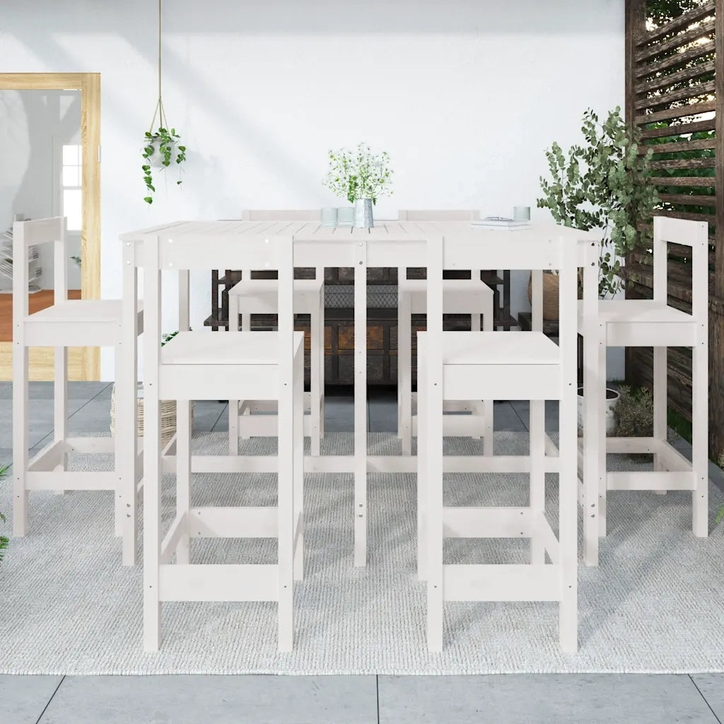 Set Bar da Giardino 7 pz Bianco in Legno Massello di Pino 3154761