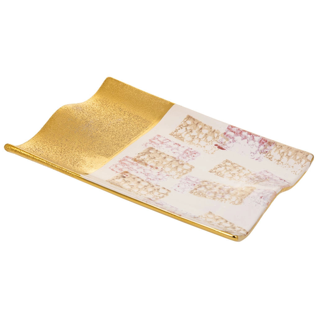 Centrotavola in ceramica dorata 26x20x3h