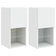 Mobile TV multimediale mensola TV credenza mobile TV per sala da pranzo soggiorno camera da letto con luci LED 2 pezzi 30,5 x 30 x 60 cm bianco 02_0028834