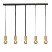 Lampadario Lineare Industrial-Nordico Spinoso Acciaio Nero Marrone 5 Luci E27