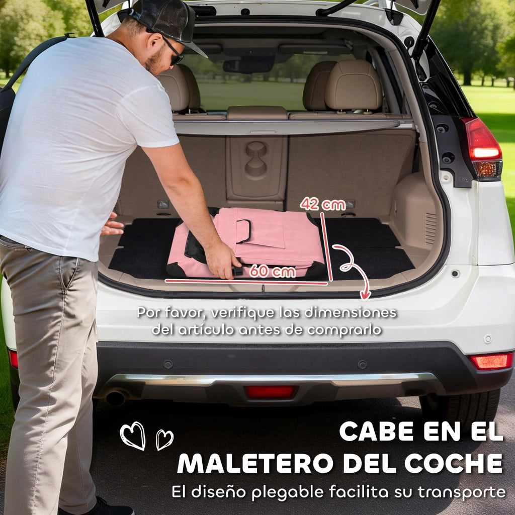 Trasportino Pieghevole per Cani ¨C Xylo ¨C 60x41,5x41 cm Rosa con Finestre a Rete