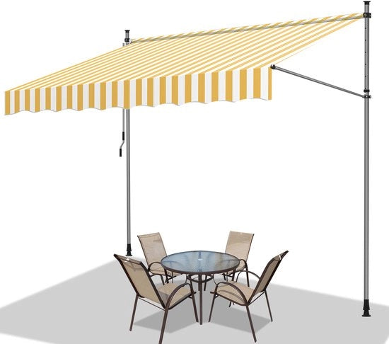 Ombrellone Solare per Terrazza e Giardino - Protezione UV e Acqua - 350cm - Geometria Verstabile Giallo Bianco