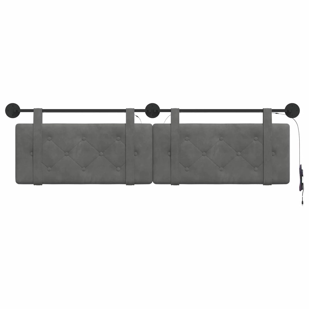 Testiera sospesa Con luce LED Grigio Scuro Velluto 3424192