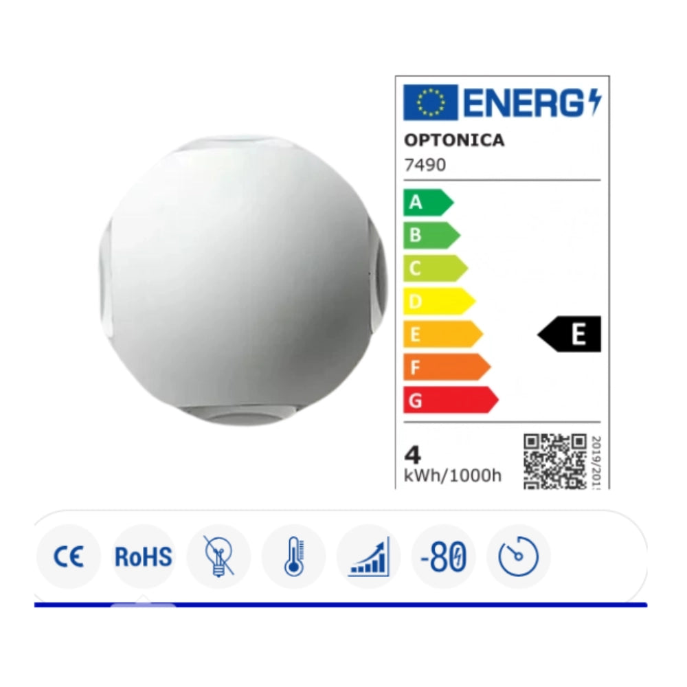 Luce da parete led rotonda optonica 4 fasci luminosi luce naturale 4w 4000k