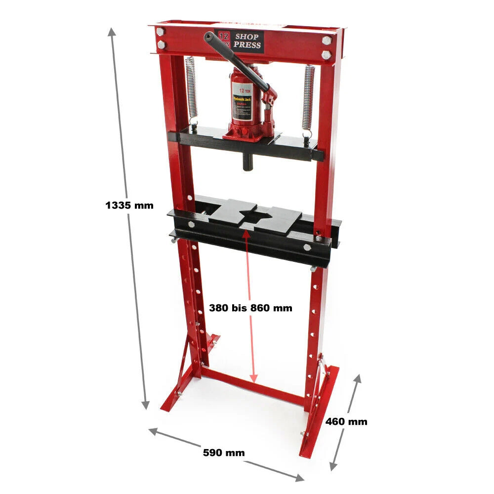 Pressa idraulica pressa da officina pressa a telaio pressa a cremagliera da 12 tonnellate rossa 16_0000571