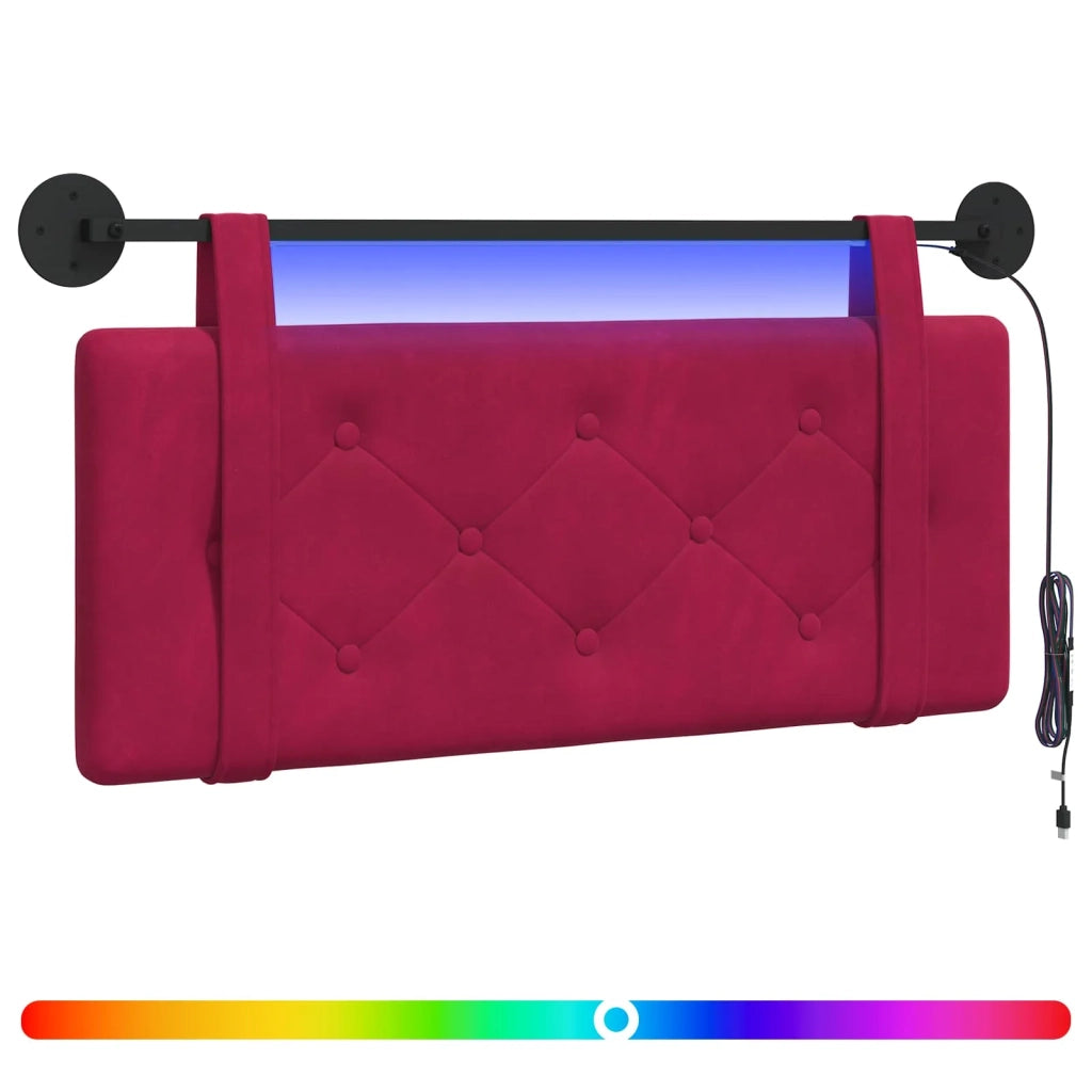Testiera sospesa Con luce LED Rosso Vino Velluto