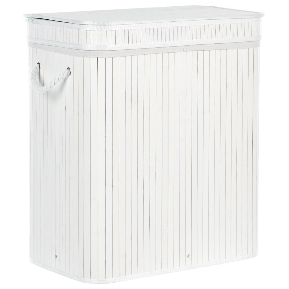Cestino portaoggetti in bambù bianco con coperchio Cestino per biancheria Accessori pratici lavanderia bucato