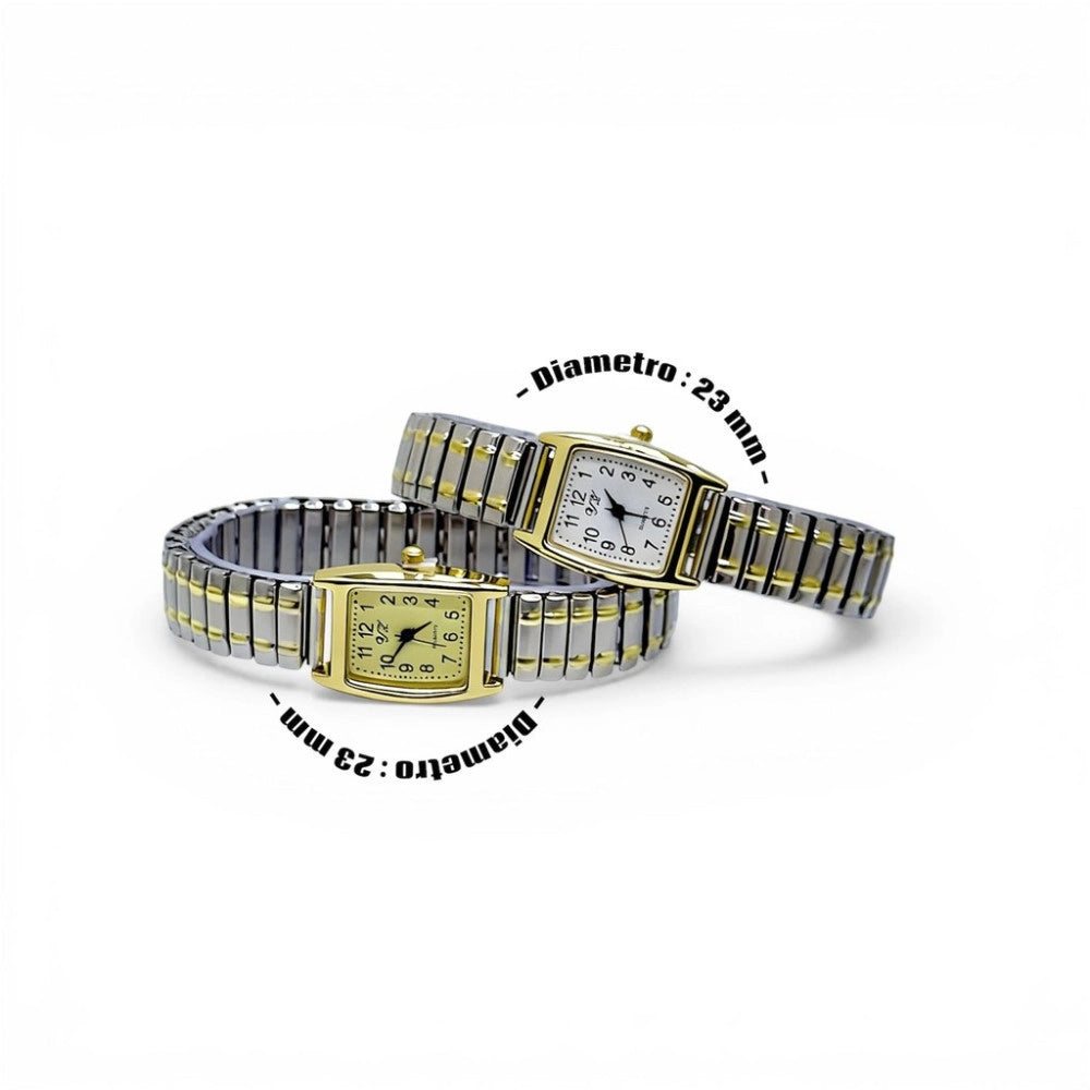 Trade Shop - Orologio Da Polso 23 Mm Acciaio Elegante Quadrante Bianco Cinturino Elasticizzato -