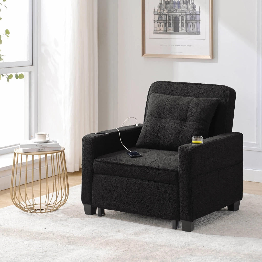 Divano letto 3 in 1 estraibile - Zephmum- Con portabicchieri e porta USB