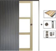 Porta scorrevole in legno Ayous Vetro trasparente H204 x L83 + Sistema Pocket e kit di finitura inclusi senza maniglia