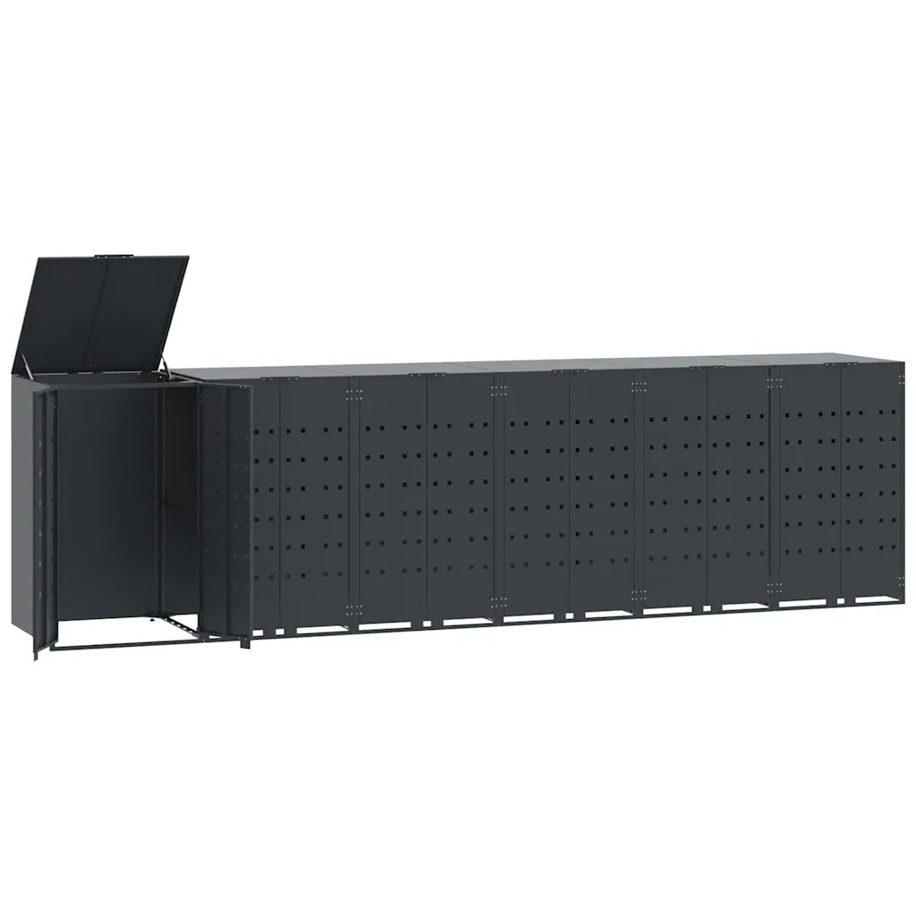 vidaXL Copribidone con Ruote 6 Bidoni Antracite 414x79x117cm Acciaio