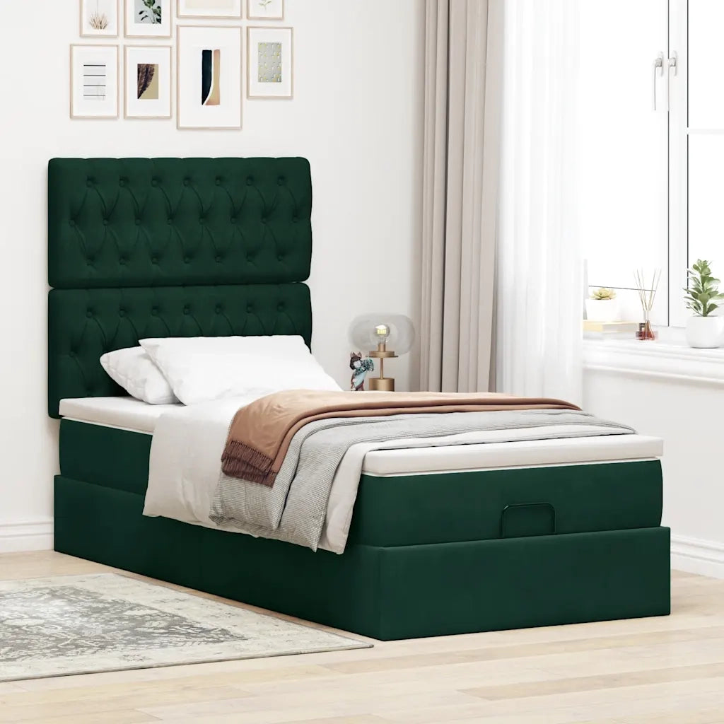 Struttura Letto Pouf con Materassi 90x200 cm in Velluto