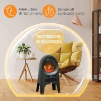 Termoventilatore a 3 Modalità di Riscaldamento con 3 Temperature Regolabili, 33.7x25.5x60.4 cm, Nero