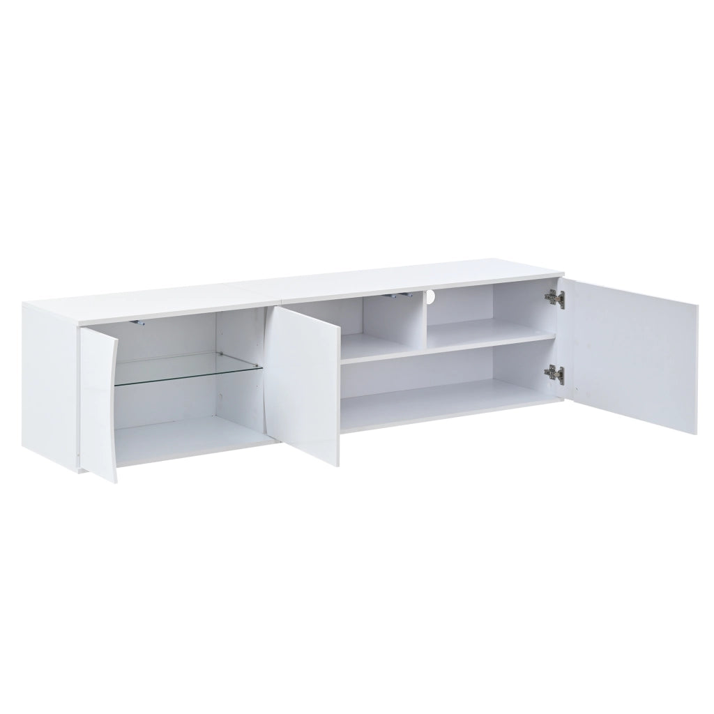 Mobile TV con LED ¨C MINIMAL ¨C 180x40x45 cm, 3 Ante in Vetro, per TV fino a 80 Pollici