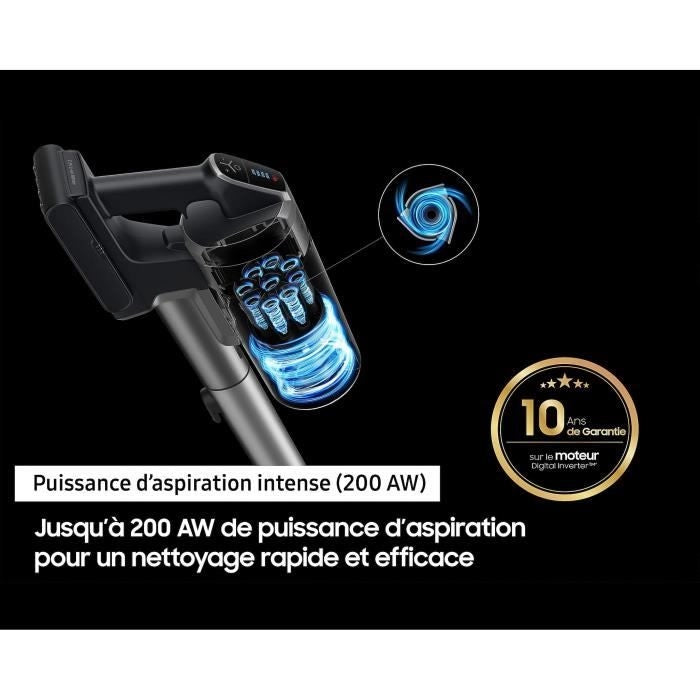 SAMSUNG Jet 75E Complete VS20B75CR5 - Scopa senza fili - Potenza 200 AW - Autonomia 60 min - Stazione a muro - 3 spazzole