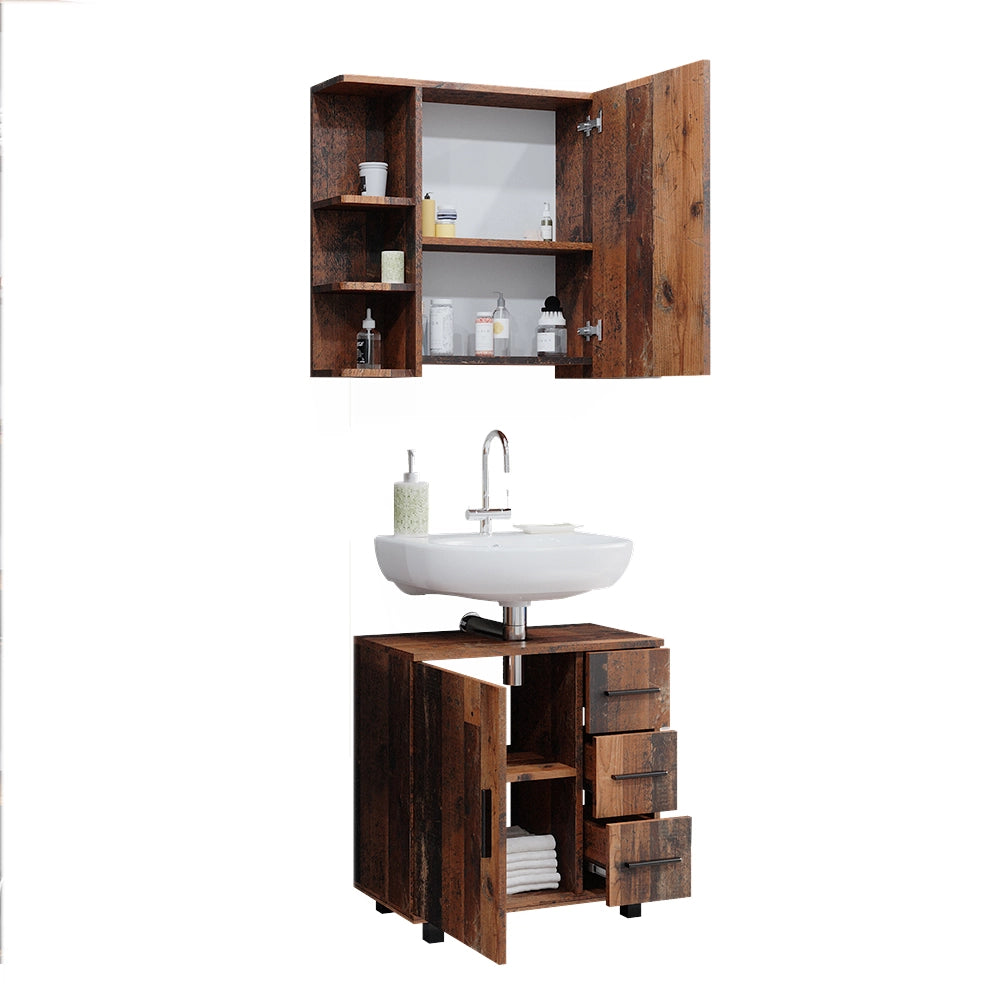 Vicco Set di mobili da bagno Rovere rustico 2 parti