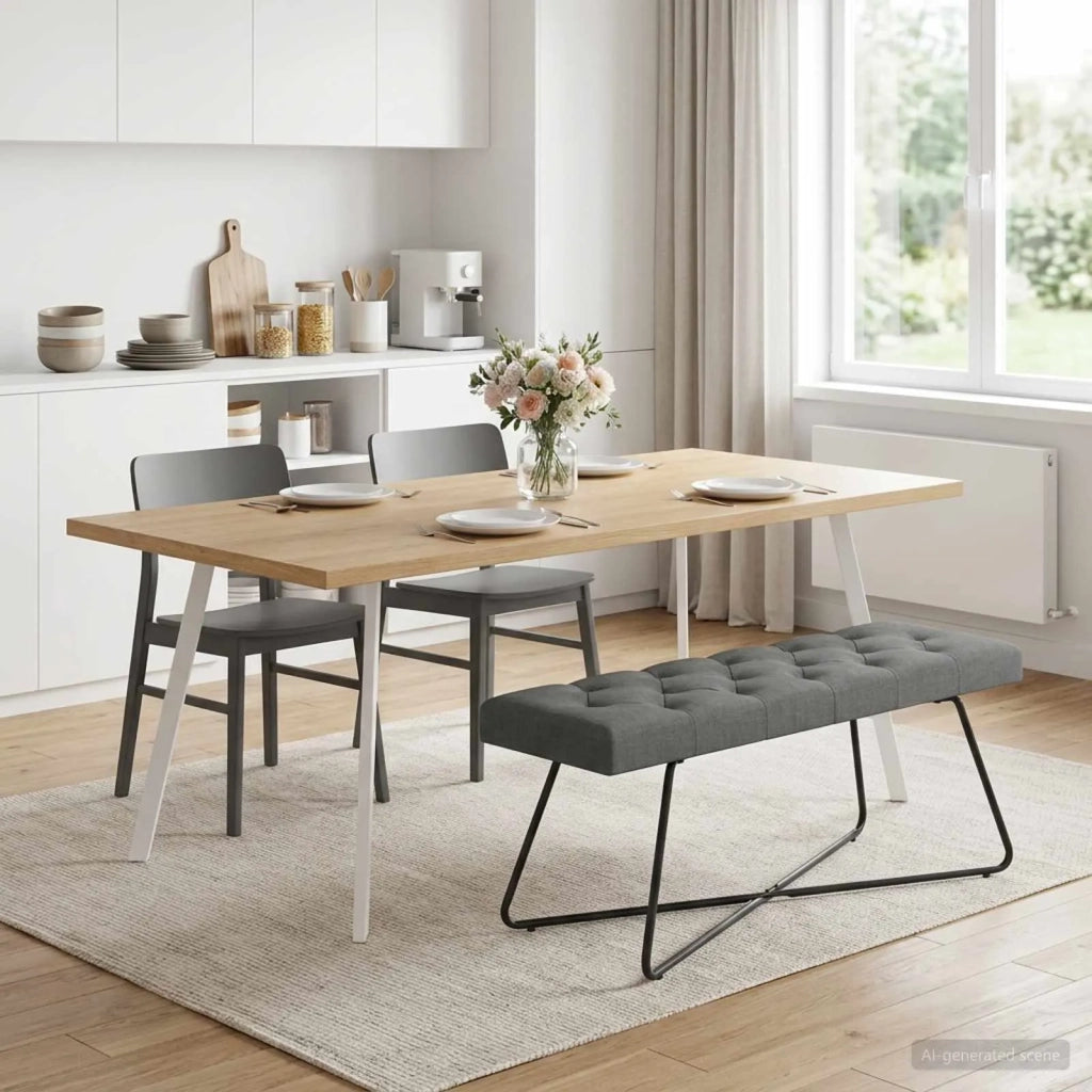 Panchina con bottoni imbottiti Grigio Scuro 110 x 40 x 46 cm 42038372