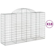 Cestini gabbioni recinzione a gabbia muro di contenimento ad arco 18 pezzi 200 x 50 x 120/140 cm ferro zincato argento 02_0040498