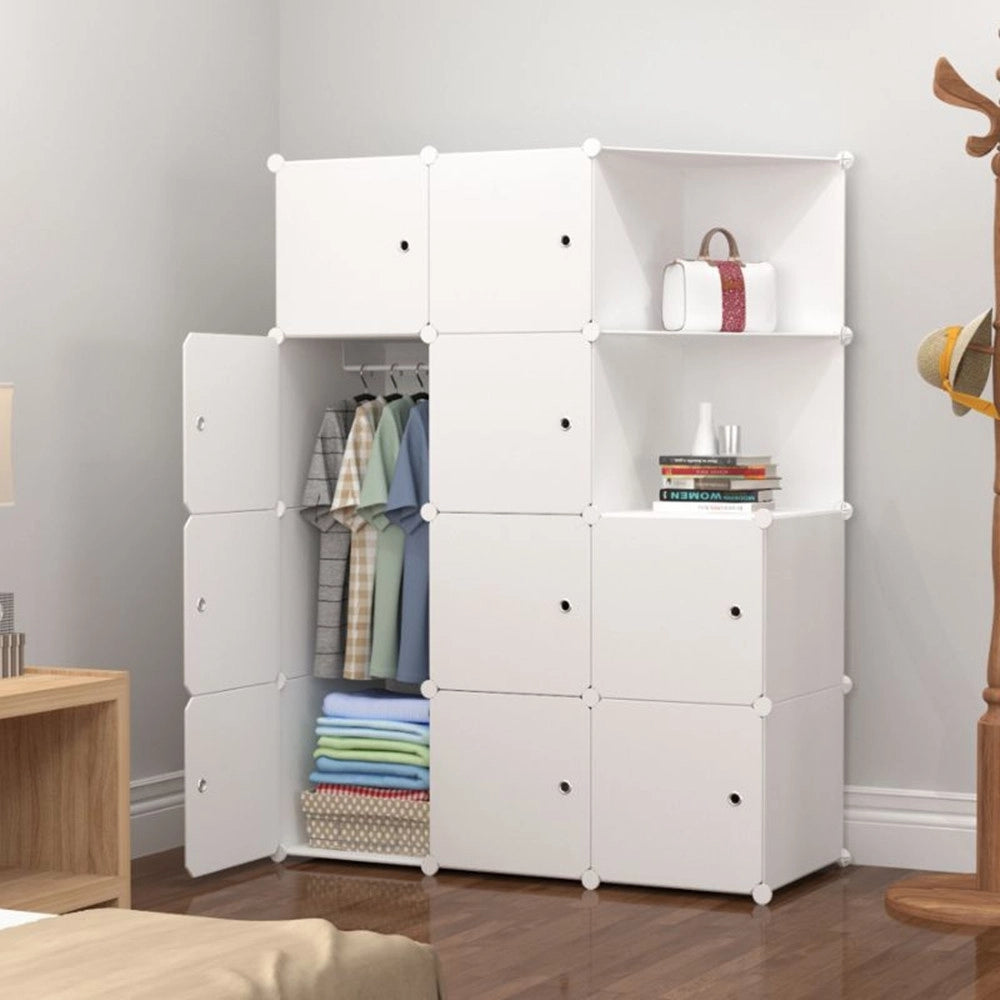 Trade Shop - Armadio Guardaroba Modulare A 10 Cubi Con Ante Decorate Appendiabiti Personalizzabile -