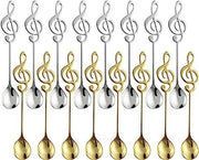 Cucchiai per caffè - Note musicali - Decorativi e funzionali - Argento e oro - Cucchiai da dessert - Ideali per musicisti e appassionati di caffè
