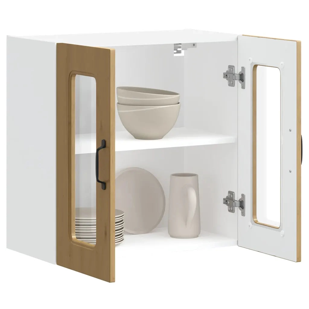 Pensile da Cucina con Porta in Vetro Kalmar Rovere Artigianale 853676