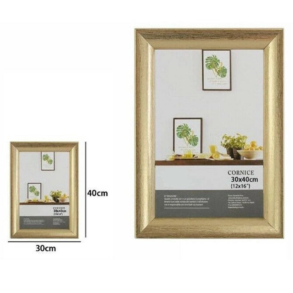 Trade Shop - Cornice Per Foto Fotografie Quadri Tele Dimensioni 30 X 40cm Dorata Portafoto -