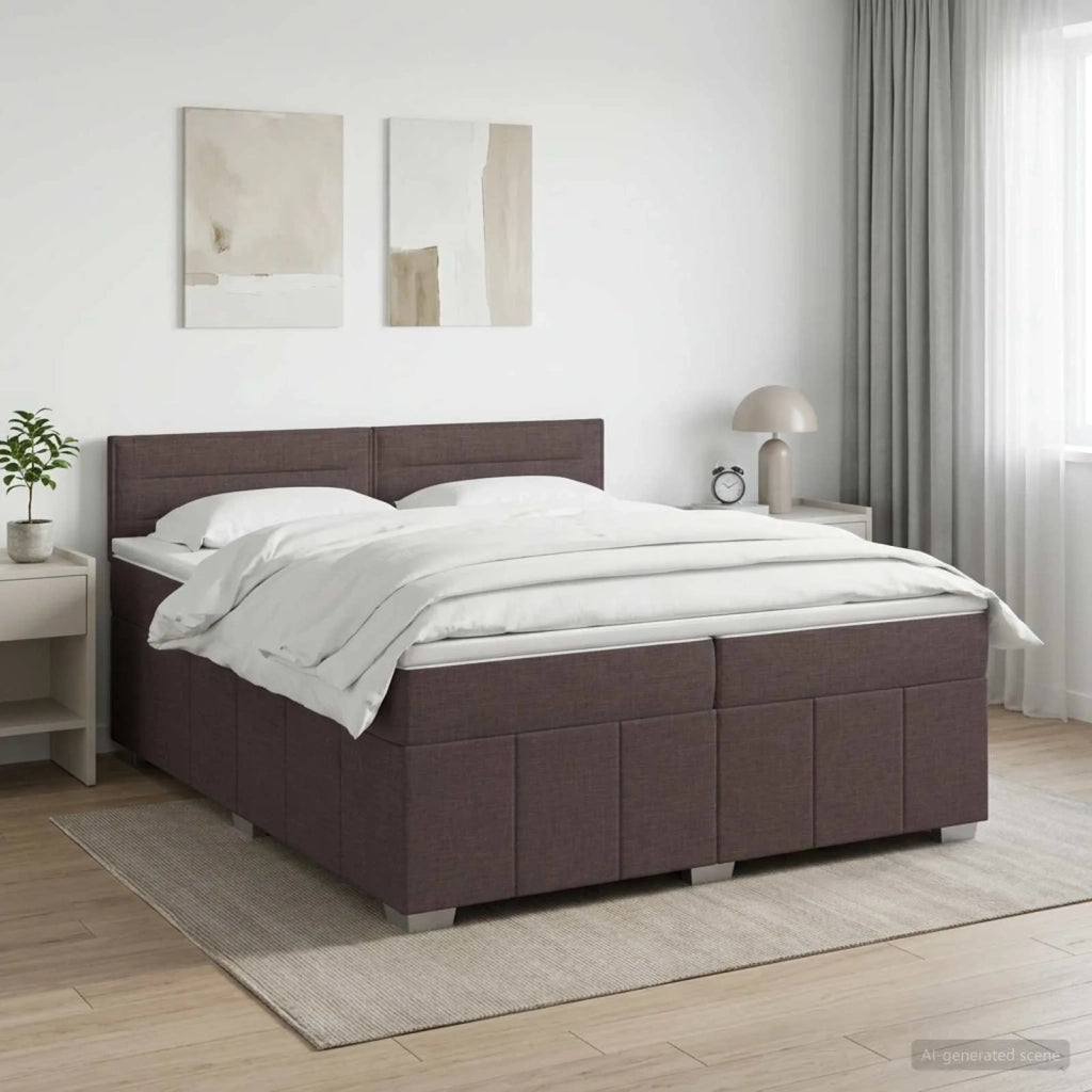 Letto box spring con materasso Marrone Scuro 200 x 200 cm 3451286