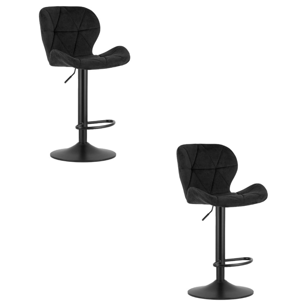 Set di 2 sgabelli bar West in velluto nero con base girevole