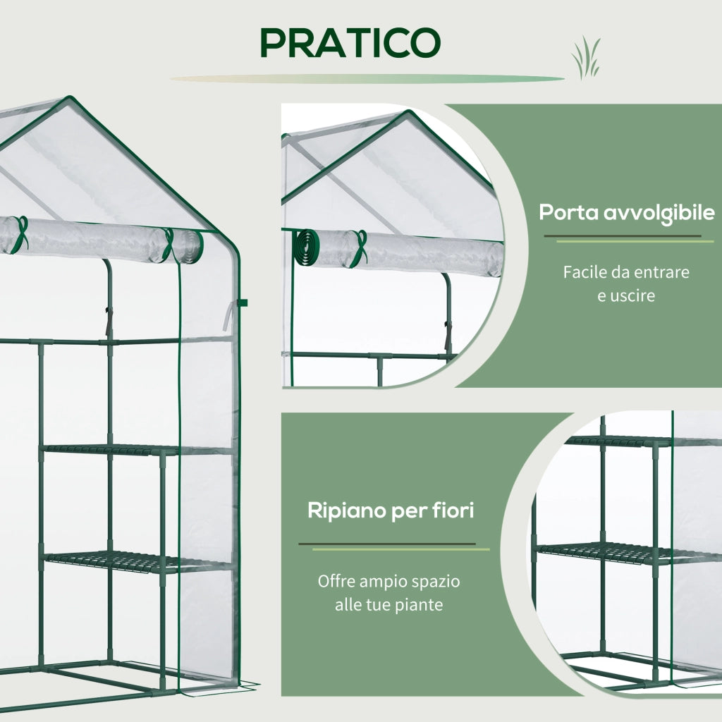 Serra da Giardino in PE Impermeabile e Anti UV con Accessori Montaggio, 142x73x195 cm, Verde