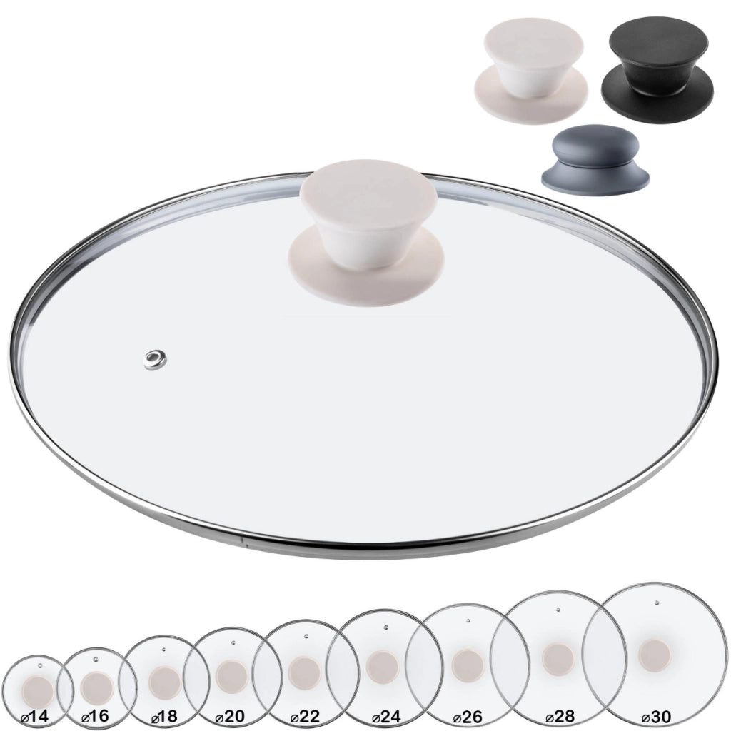 Coperchio in vetro KADAX da 28 cm, universale, resistente al calore, per pentole e padelle.
